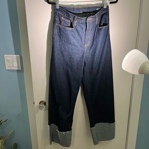 Zara Wide Leg Folded Hem Jeans